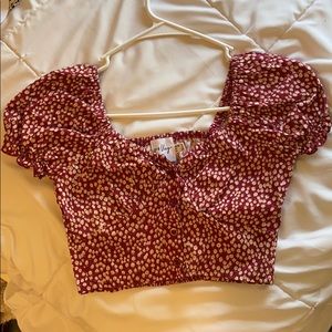 Red Button Up Crop Top